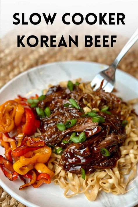 Chuck Roast Crock Pot Recipes, Korean Beef Recipes, Slow Cooker Korean Beef, Slow Cooker Asian, Slow Cooker Recipes Beef, Stew Meat Recipes, Asian Beef, Slow Cooker Roast, Ashley Johnson