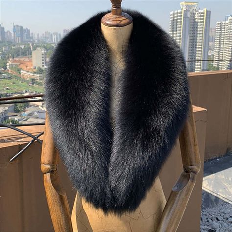 Online Shop Winter 100% Black Real Fox Fur Collar Women Natural Fox fur Scarf Shawl Collars Wraps Neck Warm Fur Scarves Female | Aliexpress Mobile Shawl For Women, Fox Fur Scarf, Big Scarf, Fur Scarf, Outdoor Fashion, Collars For Women, Warm Scarf, Scarf Men, Fur Fashion