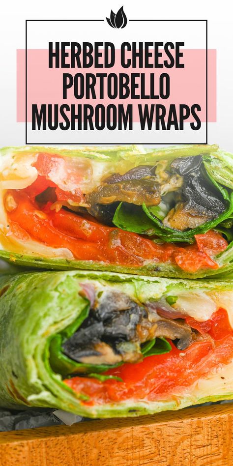 These Portobello Mushroom Wraps are packed with flavor between the marinated mushrooms and onions, fresh toppings, and two types of cheese. Marinated Peppers, Vegetable Marinade, Roasted Portobello Mushrooms, Lunch Wrap, Philly Cheese Steak Recipe, Mushrooms And Onions, Spinach Wraps, Mushroom Stew, Vegetarian Recipes Lunch