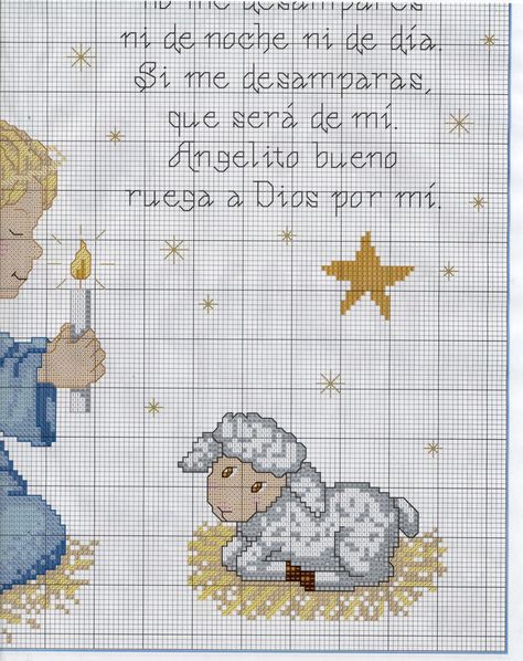 Avril ángel de la guarda Cross Stitch Angels, Cross Stitch Baby, Christmas Decorations Rustic, Fairy Angel, Christmas Cross Stitch, Christmas Pattern, Needlepoint, Cross Stitch Patterns, Sheep