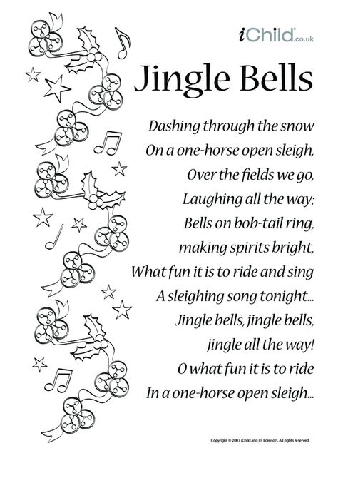 Jingle Bells Song, Jingle Bells Lyrics, Christmas Song Lyrics, Christmas Songs Lyrics, One Horse Open Sleigh, Song Sheet, Dashing Through The Snow, Making Spirits Bright, Christmas Jingles