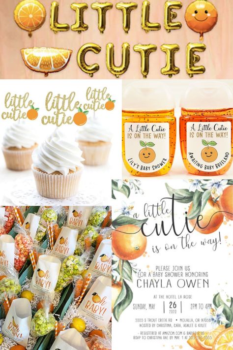 Baby Shower Ideas No Gender, Little Cutie Centerpiece Ideas, Baby Shower Ideas Orange, Little Cuties Baby Shower Ideas, Little Cutie Baby Shower Centerpieces, Clementine Baby Shower Ideas, Cutie Orange Baby Shower Theme, Little Cutie Baby Shower Ideas, Cutie Baby Shower Theme