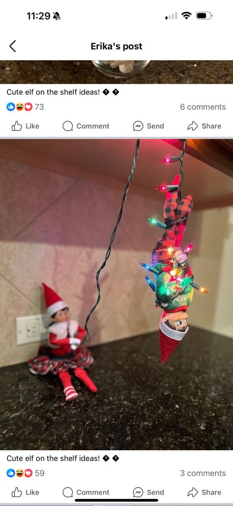 Elf Christmas Lights, Elf Wrapped In Lights, The Elf On The Shelf, Elf Christmas, Elf Ideas, Elf On The Shelf Ideas, Shelf Ideas, The Elf, Christmas Elf