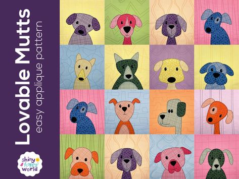 Monster Quilt Pattern, Dog Applique, Mutt Dog, Quilt Book, Quilt Layers, Appliqué Quilts, Dog Quilts, Cat Info, Applique Quilt Patterns