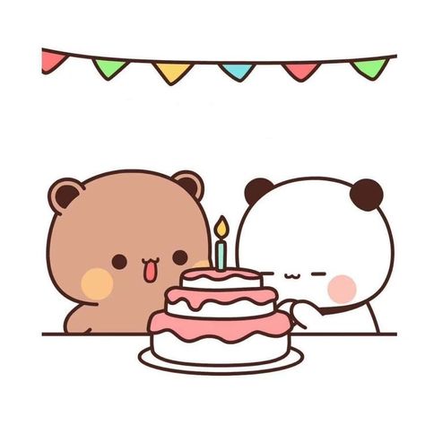 Milk And Mocha Bear Birthday, Milk Mocha Birthday, Milk And Mocha Bear Cake, Bubu Dudu Cake, Happy Birthday Bear, Dudu Bubu, Happy Birthday Icons, Happy Birthday Drawings, Cute Panda Cartoon