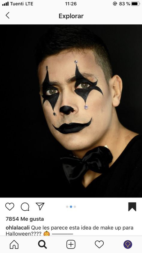 Simple Creepy Clown Makeup, Mime Makeup Men, Jester Makeup For Men, Scary Clown Makeup Creepy Men, Simple Halloween Makeup Men, Halloween Makeup Men Beard, Clown Makeup For Men, Makeup Halloween Hombre, Clown Makeup Men