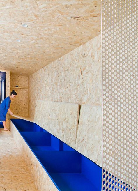 URBAN-CABIN-Italian-Mini-Living-Francesca-Perani-5 - Design Milk Osb Interior, Chipboard Interior, Apartment In Italy, Urban Cabin, Osb Furniture, Oriented Strand Board, Mini Apartments, Micro Apartment, Daybed With Storage