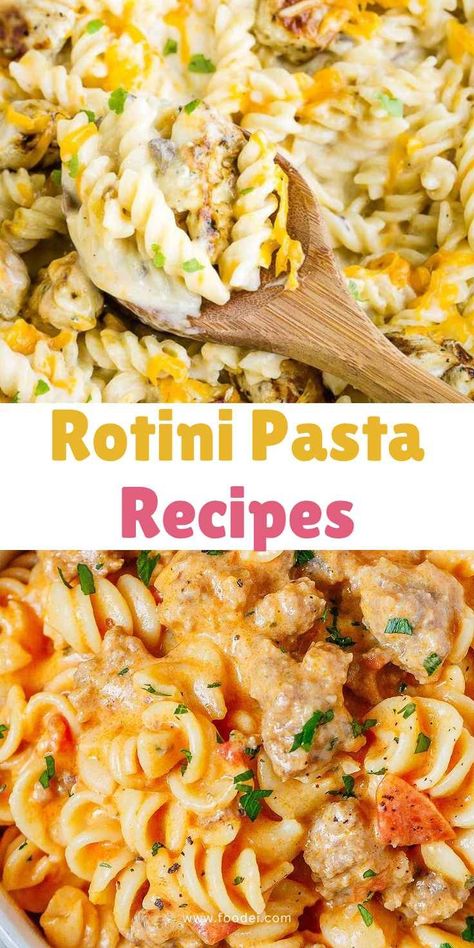 Dinner made easy with these tasty Rotini Pasta Recipes! 🍝🍅 From creamy sauces to hearty veggie-packed dishes, these family-friendly recipes are a hit at the dinner table. Quick to make, full of flavor, and loved by all ages! 💕 #RotiniPasta #FamilyDinner #PastaRecipes #WeeknightMeals #QuickDinnerIdeas #EasyCooking Rotini Sausage Pasta Recipes, Chickpea Rotini Recipes, Tortiglioni Recipes Pasta, Easy Lunch Ideas Pasta, Garden Rotini Recipes, Chicken And Rotini Pasta Recipes, Tri Color Rotini Pasta Recipes, Rotelle Pasta Recipes, Rotini Pasta Recipes Easy