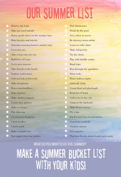 Before it passes you by, make a summer bucket list with your kids! Lots of great ideas on childhood must haves. Summer Bucket List For Kids, Summer List, Summer Fun List, Summer Bucket List, Summertime Fun, Summer Bucket Lists, Summer Bucket, Family Activities, A Train