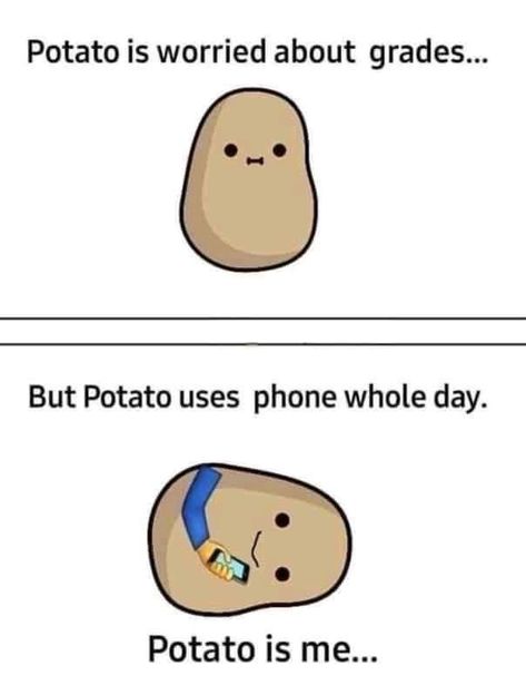 Potato Background Aesthetic, Potato Quotes, Clumsy Quotes, Cartoon Potato, Potato Funny, Funny Lockscreen, Cute Potato, Funny Texts Jokes, Funny Cartoon Quotes