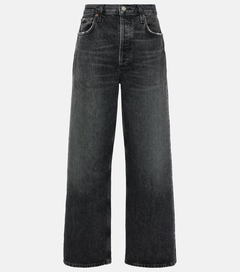 Low Slung Baggy wide-leg jeans in black - Agolde | Mytheresa Black Baggy Jeans Outfit, Baggy Jeans Black, Baggy Wide Leg Jeans, Black Baggy Jeans, Black Wide Leg Jeans, Baggy Jeans Outfit, Outfits Baggy, Faded Black Jeans, Black Jeans Outfit