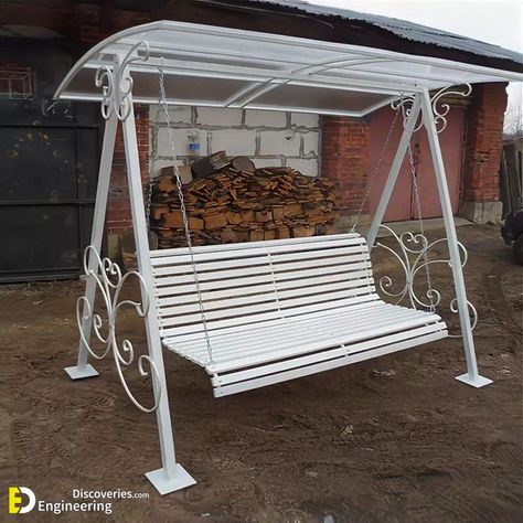 Cool Swings, Iron Furniture Design, Grill Gate Design, Balcony Design Ideas, Garden Swing Seat, Grill Door Design, Swing Chair Outdoor, Metal Swings, Small Balcony Design