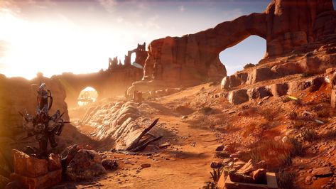 ArtStation - Horizon Zero Dawn Landscapes, Amir Abdaoui Monument Valley Utah, Desert Background, Egypt Concept Art, Horizon Landscape, Gfx Design, Desert Environment, Fallout Art, Horizon Zero Dawn, Biome