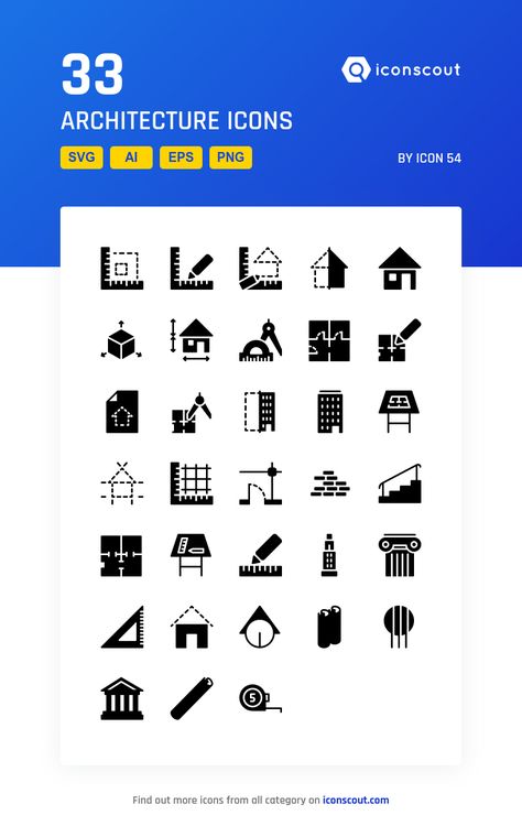 Architecture   Icon Pack - 33 Solid Icons Icon Architecture, Ig Icons Highlights Aesthetic, Icon Library, Solid Icons, Architect Logo, Architecture Icons, Business Icons Vector, Leaflet Design, Bungalow Design