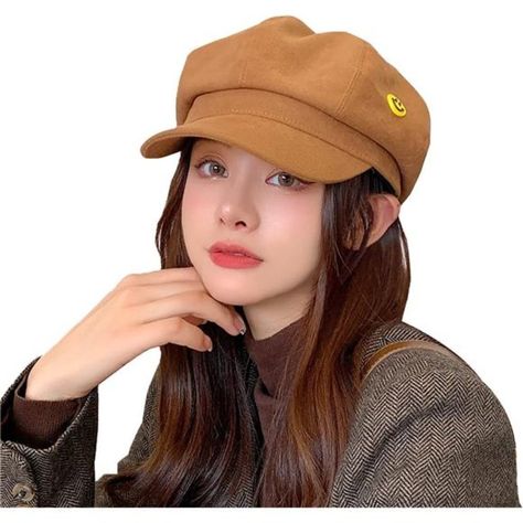 100% Cotton Drawstring Closure Hand Wash Only The Beret Hats For Women Are Made Of High Quality Durable Cotton Material And Provides Extremely Soft Feeling In Cold Winter. Winter Fashion Women’s Beret Hat With Chic Influencer Smile Design Fit Most Girls Female. Size: 7 1 -7 1/4, Brim 2.17" Newsboy Hats In Solid Color Features Of Stylish Newsboy Cap: Lightweight Fashion French Beret Hat, Breathable, Ins Vintage Eight Panel Plaid Paperboy Hats, Made Exclusively With Sewing Craftsmanship, Perfectly French Hats, Brown Fedora, Girls Fall Fashion, French Beret Hat, Beret Hats, Fashion French, Floppy Beach Hat, French Beret, Vintage Baseball Caps