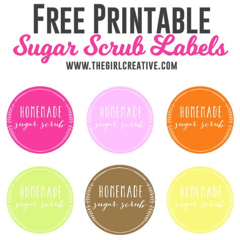 Free printable sugar scrub labels - just in case you don't have a way to make your own! 6 colors available! Sugar Scrub Labels, Body Scrub Labels, Label Produk, Diy Sugar Scrub, Create Labels, Sugar Scrub Homemade, Homemade Scrub, Sugar Scrub Recipe, Diy Body Scrub