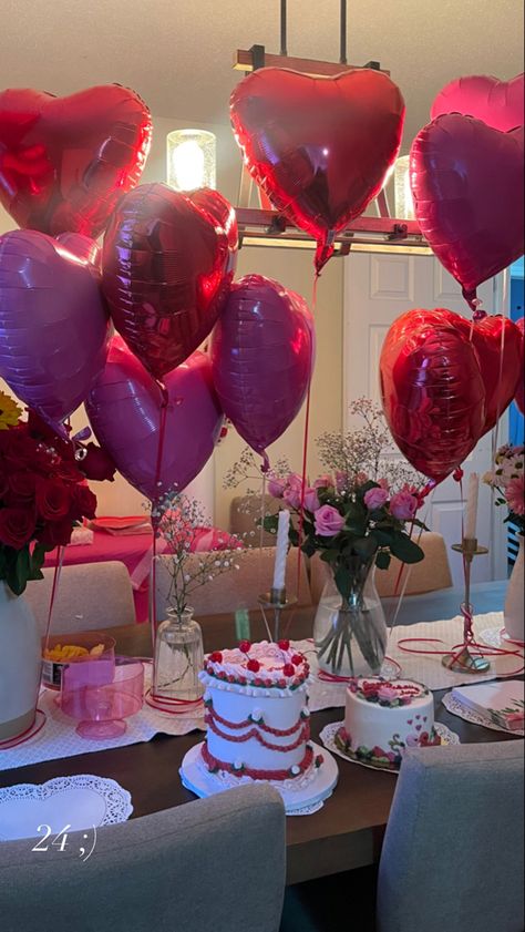 Vday Aesthetic Party, Valentine Party Aesthetic, V Day Party, Galentines Day Girls Aesthetic, Galentines Party Aesthetic Decor, Hearts Birthday Party Theme, Valentines Day Party Decor, Valentine’s Day Birthday, Aesthetic Bday Decor