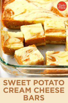 Sweet Potato Cream Cheese, Cheese Bars Recipe, Sweet Potato Dessert Recipes, Cream Cheese Bars Recipe, Newest Recipes, Sweet Potato Dessert, Sweet Potato Cheesecake, Cheese Bars, Cream Cheese Bars