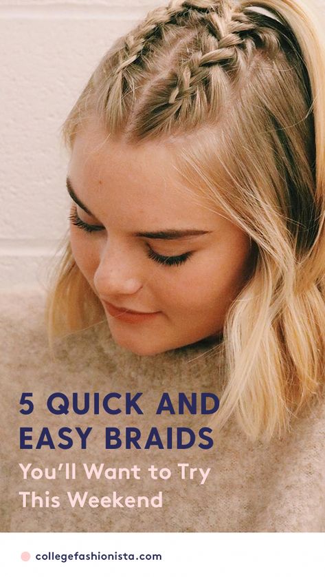 Quick and easy braided hairstyles anyone can do. #braidsforlonghair How To Do A Top Braid, Super Easy Braided Hairstyles, Easy Braid Styles For Short Hair, Top Braids Hairstyles, Easy Braids For Kids, Quick And Easy Braided Hairstyles, Homecoming Updos, Easy Braided Hairstyles, Top Braid