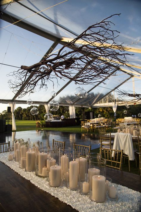 Candles galore! Beautiful outdoor wedding reception held at Bonita Bay Club's golf course. Classy Outdoor Wedding Reception, Boho Golf Course Wedding, Golf Course Wedding Reception, Outdoor Golf Course Wedding, Golf Course Reception, Wedding On A Golf Course, Wedding Golf Course, Wedding Venues Golf Course, French Creek Golf Club Wedding