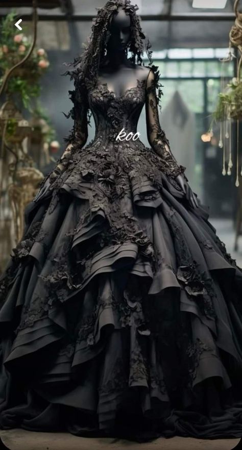 Goth Ball Gown, Alt Wedding Dress, Gothic Ball Gown, Goth Gown, Victorian Style Wedding Dress, Goth Wedding Dresses, Gothic Gowns, Wedding Dress With Long Sleeves, Black Wedding Gowns