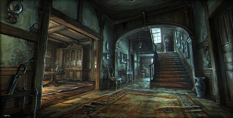 ArtStation is the leading showcase platform for games, film, media & entertainment artists. Gothic Manor, Manor Interior, Interior Concept Art, Old Mansion, Old Manor, Heroic Fantasy, Call Of Cthulhu, Fantasy Places, Dark Interiors