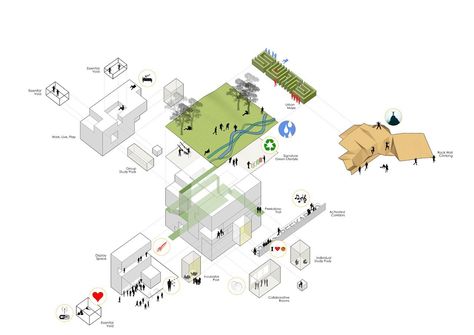 Gallery - Singapore University of Technology and Design – Student Housing and Sports Complex / LOOK Architects - 6 Singapore University, Interior Design Student, Ceiling Plan, Student Housing, Floor Plan Drawing, Student House, Concept Diagram, Sports Complex, Collaboration Space