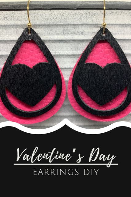 These Valentine's Day earrings are easy to make with a Cricut Explore.  Pick whichever material you like best - cork, faux leather, or genuine leather.  You can cut all of them with a Cricut Explore or a Cricut maker.  DIY earrings let you customize earring sizes and colors so they're right for you.  I made this pair with both faux leather (back layer) and genuine leather (front layer).  They were so easy to make and they're so cute.  These will make great DIY Valentine's Day gifts. Faux Leather Earrings Diy, Make Leather Earrings, Heart Earrings Diy, Gold Bar Earrings Studs, Modern Hoop Earrings, Diy Leather Earrings, Needle Earrings, Gold Bar Earrings, Safety Pin Earrings