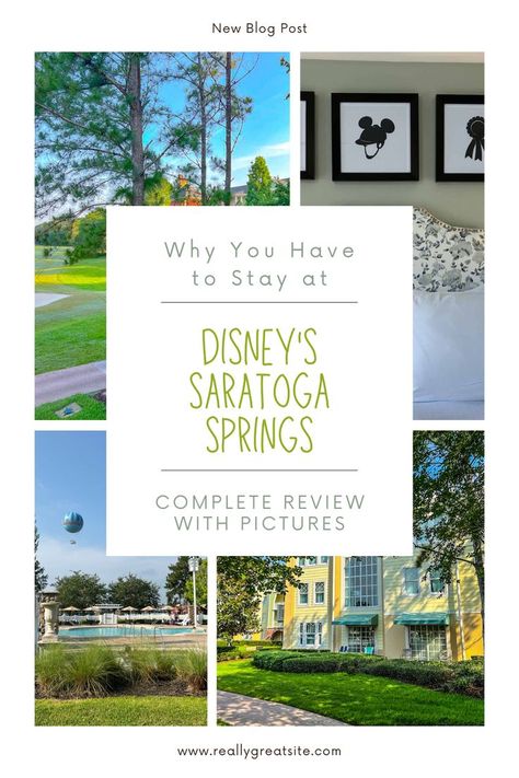 Walt Disney World hotel Saratoga Springs pool, rooms, golf course, grounds and exterior. Disney Saratoga Springs Resort, Saratoga Springs Disney, Walt Disney World Vacations, Spring Resort, Relaxing Vacations, Saratoga Springs, Disney World Tips And Tricks, Disney World Vacation, Best Resorts