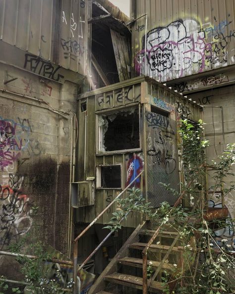 Abandoned Car Park, Abandoned Places Australia, Plants Taking Over Buildings, Abandoned Japanese Village, Abandoned Village Aesthetic, Eco Dystopia, Post Apocalyptic Town, Abandoned Towns, Apocalypse Landscape