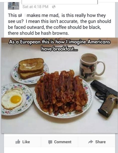 How Dare They Misrepresent Our Breakfast Choices! This is only one of many breakfast options; i.e., you could have more than one egg, and the coffee cup is waay too small. Mathilda Lando, Doug Funnie, Breakfast In America, American Breakfast, Breakfast Of Champions, Chuck Norris, It Goes On, What’s Going On, Bones Funny