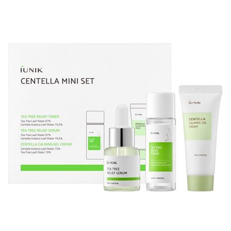 Set with 3 travel sizes to relieve, purify and normalize combination, oily and acne-prone skin, with Centella Asiatica and Tea Tree Iunik Skincare, Skincare Set, Korean Skincare, Beauty Skin, Beauty Products, Health And Wellness, Acrylic Nails, Skin Care, Skin