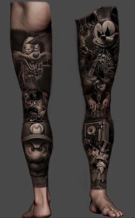 Sayn Clothing, Online Shop | Shopee Philippines Leg Sleeve Tattoo Men Full, Leg Sleeve Ideas, Full Leg Tattoo Men, Leg Tattoo Ideas For Men, Full Leg Sleeve, Full Leg Tattoo, Underarm Tattoo, Chicano Tattoos Sleeve, Animal Sleeve Tattoo