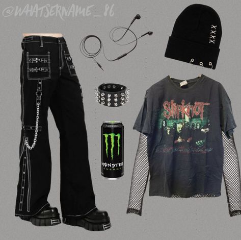 Mall Goth Masc, Slipknot Outfit Ideas, Slipknot Outfits, Aesthetic Outfit Board, Slipknot Aesthetic, Masc Goth, Mall Goth Outfits, Mall Goth Aesthetic, Metal Outfit