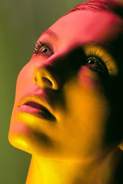 Hard Light Portrait, Gel Photography, Colour Gel Photography, Skin Perfection, Neon Photography, Dramatic Lighting, Colorful Portrait, Poses References, Female Portraits