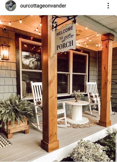 June Decor, Rustic Front Porch, Porch Life, Porch Remodel, House Front Porch, Porch Sitting, Happy Sunday Friends, Sunday Friends, Front Porch Design