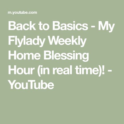 Back to Basics - My Flylady Weekly Home Blessing Hour (in real time)! - YouTube Weekly Home Blessing, Home Blessing, Back To Basics, Real Time, Join Us, Denmark, On Instagram, Instagram