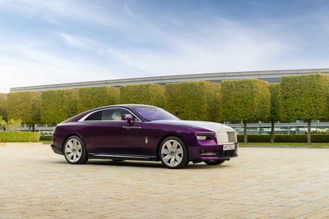 2024 Rolls-Royce Spectre Twilight Purple - Stunning HD Photos, Videos, Specs, Features & Price - DailyRevs Purple Rolls Royce, Rolls Royce Spectre, Twilight Purple, Nautical Design, New Class, Magic Carpet, Car Exterior, Suspension Systems, Royce