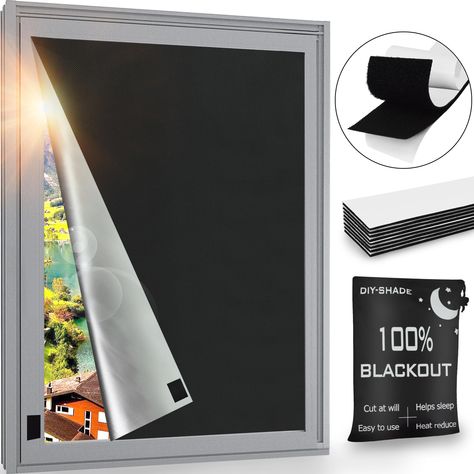 PRICES MAY VARY. 【100% Blackout Window Cover】Our window blackout shades are made of thick, sturdy but soft fabric materials which can 100% block the sunlight and UV ray; With the special silver coating on back of the black shade,so that it can block off all sunlight and reducing the heat, which creat a cozy pitch-dark sleeping atmosphere for you, Improve your sleep quality. 【Special Reinforced Velcro】Compared with other blackout shades,We provide the reinforced velcro, and not easy to fall off. Black Out Shades Bedrooms, Black Out Window Ideas, Blackout Window Ideas, Window Insulation Diy, Diy Blackout Curtains, Window Coverings Blackout, Shades For Windows, Room Darkening Shades, Curtains Room