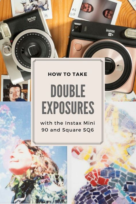 Taking double exposures with the Fujifilm Instax Mini 90 and Square SQ6 instant cameras. #instax #doubleexposure Instax Square Ideas, Instax Picture Ideas, Instax Mini Ideas Photography, Polaroid Tips, Instax Tips, Instax 90, Double Exposure Tutorial, Instax Photography, Double Exposure Poster