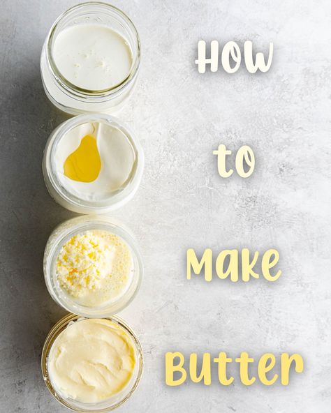 An image of butter being made in four different stages. Flavored Butter Recipes, The Stay At Home Chef, Cheap Family Meals, Stay At Home Chef, Make Butter, Blt Pasta Salads, Flavored Butter, Butter Spread, Laura Ingalls