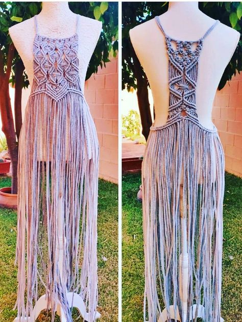 Fairy Wings Costume, Macrame Clothes, Collar Macrame, Rave Dress, Macrame Colar, Macrame Knots Pattern, Macrame Dress, Dress Tutorials, Macrame Patterns Tutorials