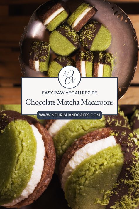 Cacao & Matcha Macaroons Matcha Treats, Matcha Power Balls, Matcha Deserts, Vegan Matcha Dessert Recipes, Matcha Bliss Balls, Matcha Energy Balls, Raw Vegan Recipes Easy, Vegan Kimchi, Matcha Green Tea Recipes