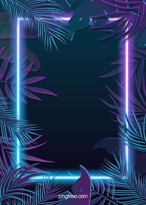 Tropical Vibes Wallpaper, Neon Frame, Neon Light Wallpaper, Leaves Background, Purple Neon, Tropical Background, Plant Background, 타이포그래피 포스터 디자인, Wallpaper Photos