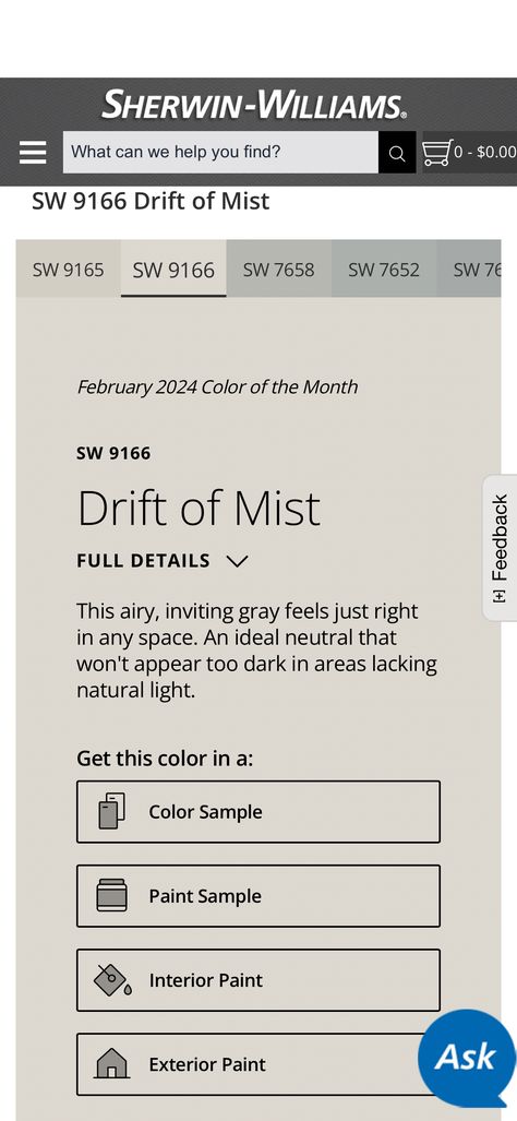 SW 9166 Drift of Mist paint color by Sherwin-Williams is a Neutral paint color used for interior and exterior paint projects. Visualize, coordinate, and order c… Drift Of Mist Exterior House, Sherwin Williams Drift Of Mist, Mist Paint Color, Drift Of Mist, Agreeable Gray, Neutral Paint Color, Neutral Paint Colors, Sherwin Williams Paint Colors, Neutral Paint