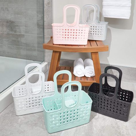 Amazon.com: iDesign Orbz Plastic Bathroom Shower Tote Small Divided College Dorm Shower Caddy for Shampoo, Conditioner, Soap, Cosmetics, Beauty Products, Black: Home & Kitchen Shower Caddy College, Dorm Shower Caddy, Dorm Things, College Dorm Bathroom, Dorm Necessities, Room Products, Dorm Bathroom, Bathroom Caddy, Cool Dorm Rooms