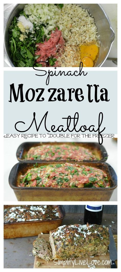 Mozzarella Meatloaf, Spinach Mozzarella, Healthy Meatloaf, Lunch Saludable, Recipes Meat, Good Recipe, Mozzarella Sticks, Spinach Recipes, Meatloaf Recipes