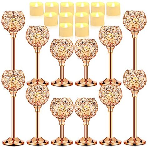 Bokon 24 Pcs Gold Crystal Candle Holders with LED Tea Lights Candles Decorative 3 Sizes Tea Light Candlestick Holders for Wedding Table Centerpiece Bulk Candle Stick Holder for Home Living Room Decor Candle Holders Gold, Led Tea Light Candles, Crystal Candle Holders, Table Centerpieces For Home, Glass Tealight Candle Holders, Silver Candle Holders, Crystal Candelabra, Table Centerpiece Decorations, Bulk Candles