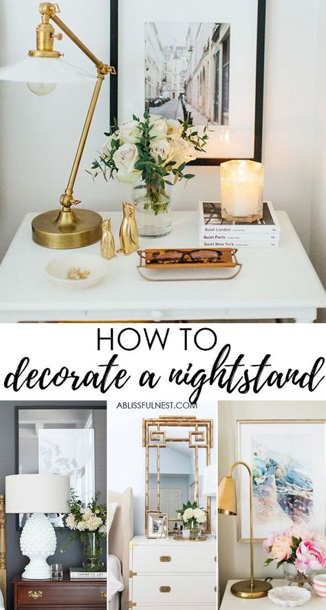 Bedside Table Decor, Nightstand Decor, Apartment Decoration, Cute Dorm Rooms, Shabby Chic Bedrooms, Chic Bedroom, Decor Guide, Decoration Inspiration, Easy Home Decor