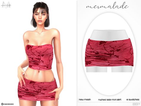 The Sims Resource - Ruched Side Mini Skirt MC566 Sims 4 Cc Mini Skirt, Sims 4 Mini Skirt, Sims4 Clothing, Barbie Rosa, Carolina Dress, Sims Clothes, Sims 4 Game Mods, Free Sims, Female Shorts